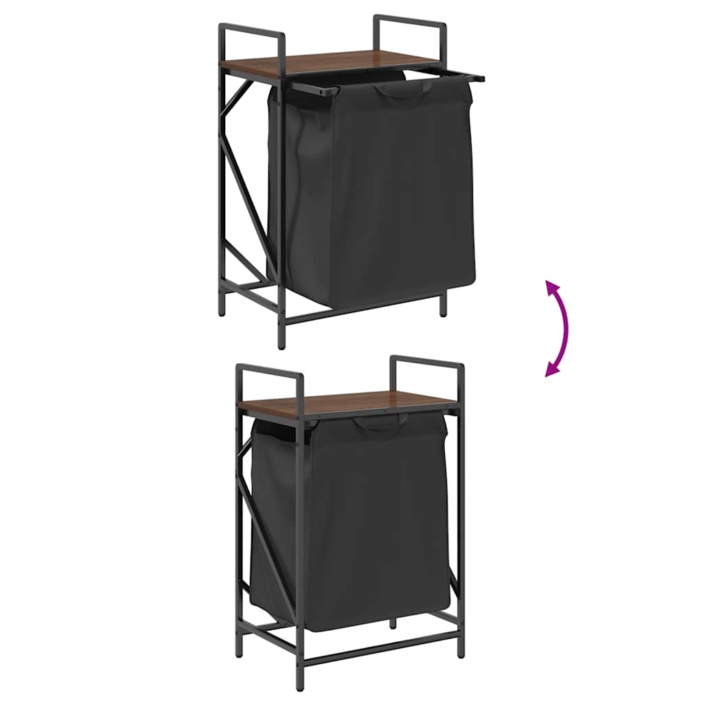 skittentøyskurv 1 rom med hylle brun eik