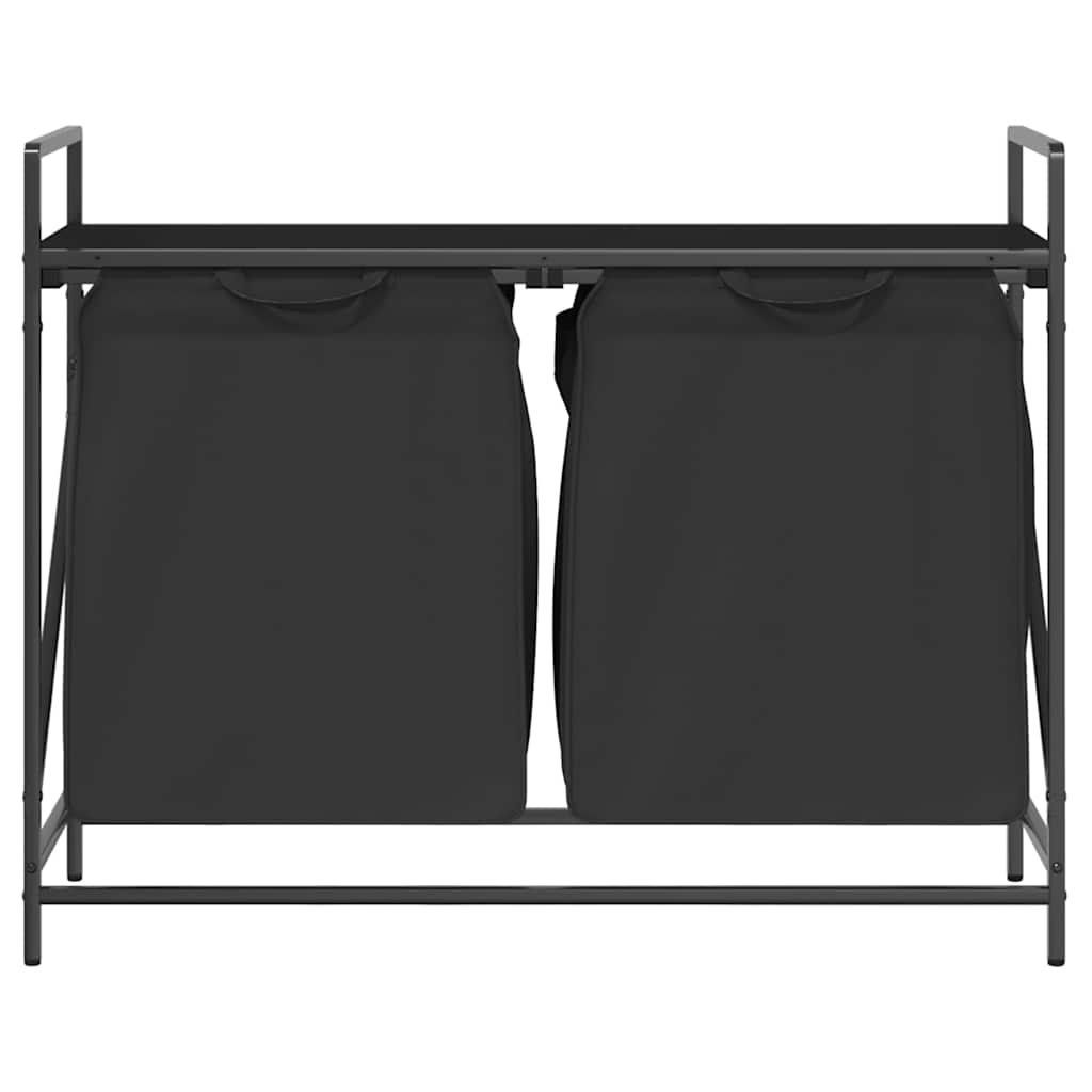 skittentøyskurv 2 rom med hylle svart eik