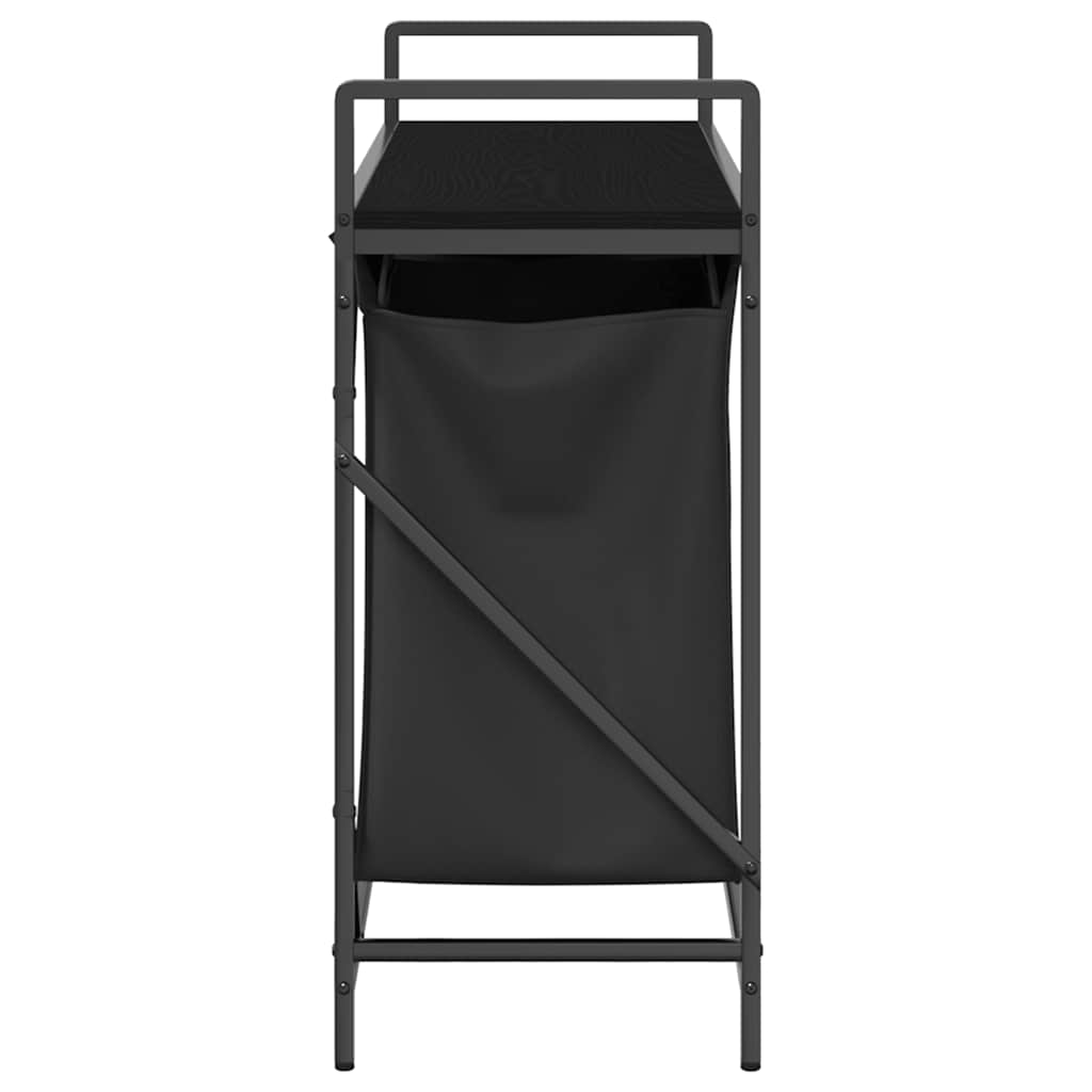 skittentøyskurv 2 rom med hylle svart eik