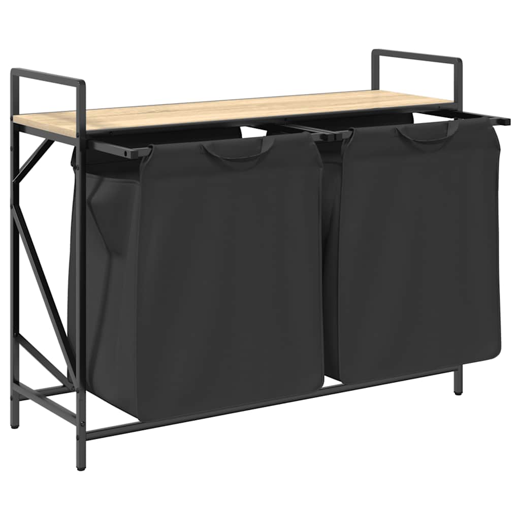 skittentøyskurv 2 rom med hylle sonoma eik