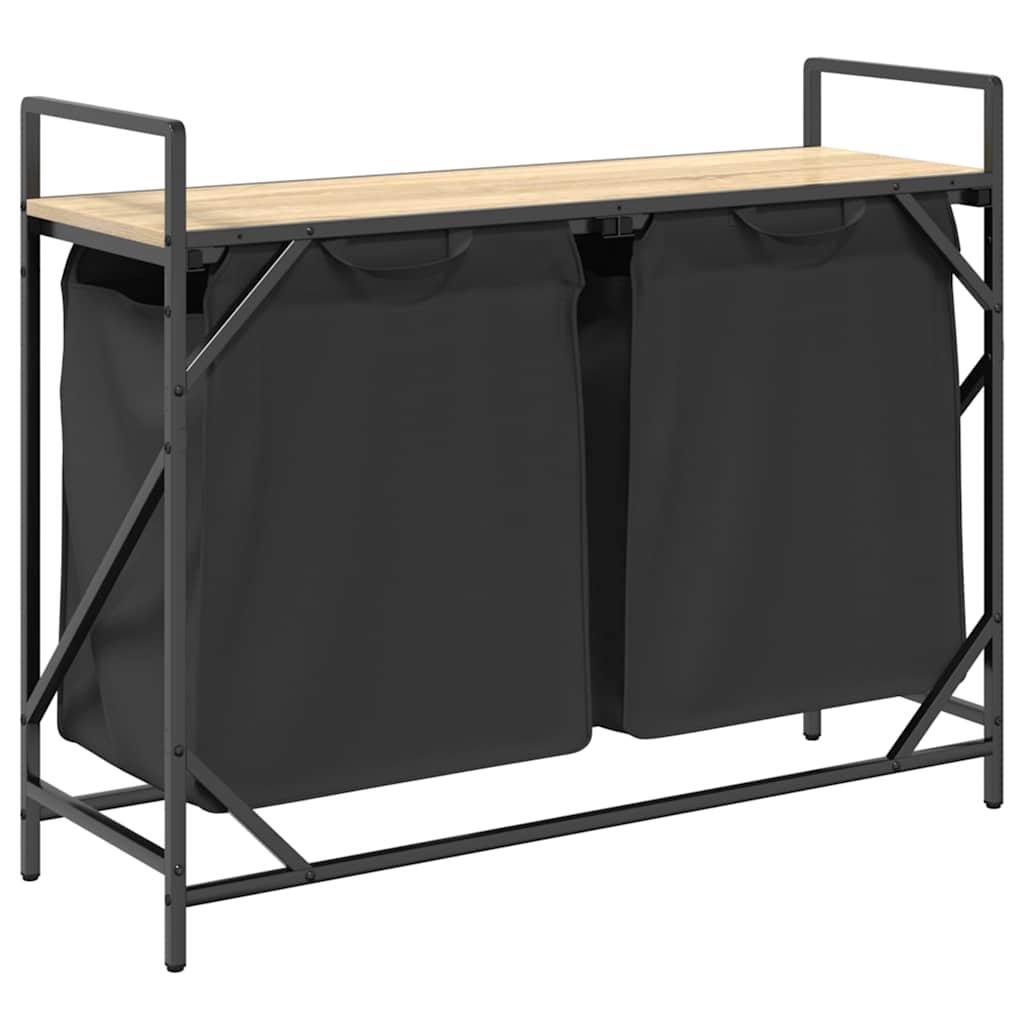 skittentøyskurv 2 rom med hylle sonoma eik