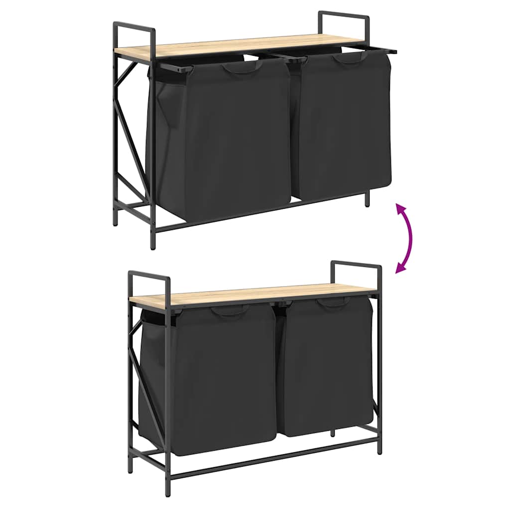 skittentøyskurv 2 rom med hylle sonoma eik