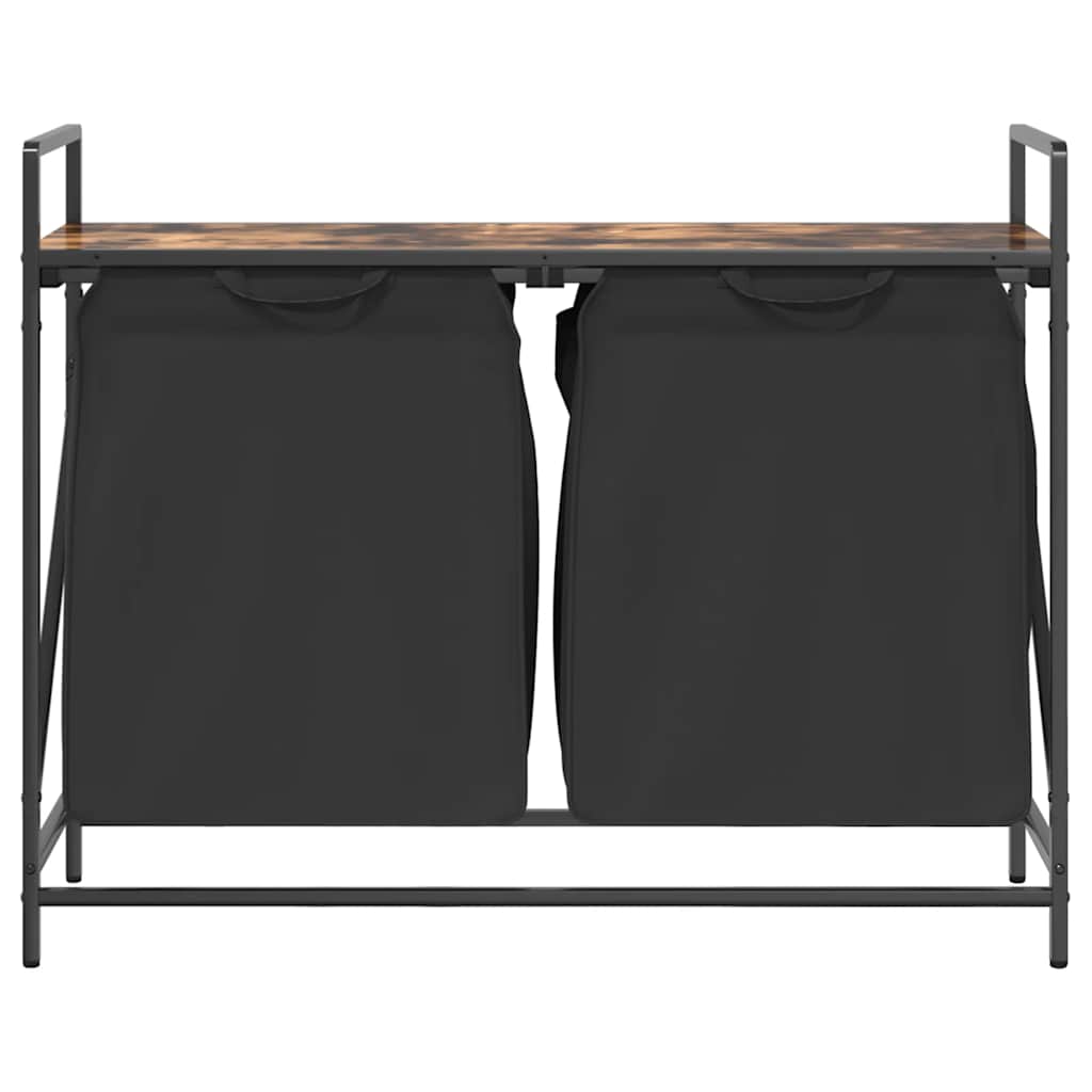 skittentøyskurv 2 rom med hylle røkt eik