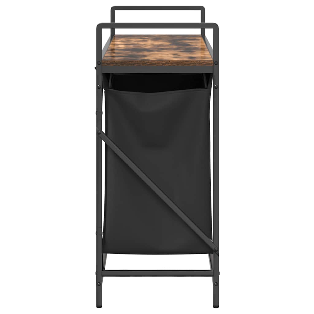 skittentøyskurv 2 rom med hylle røkt eik