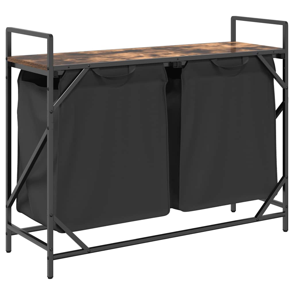 skittentøyskurv 2 rom med hylle røkt eik