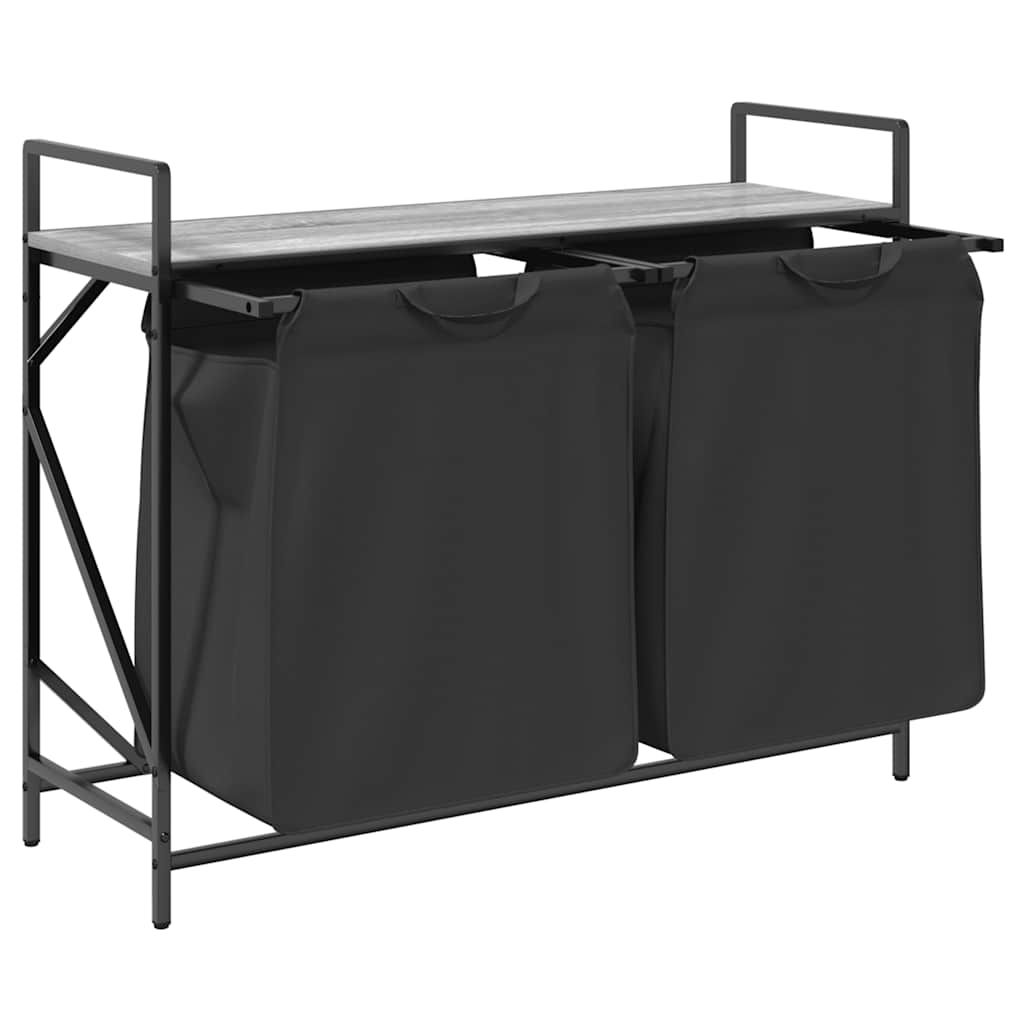 skittentøyskurv 2 rom med hylle grå eik