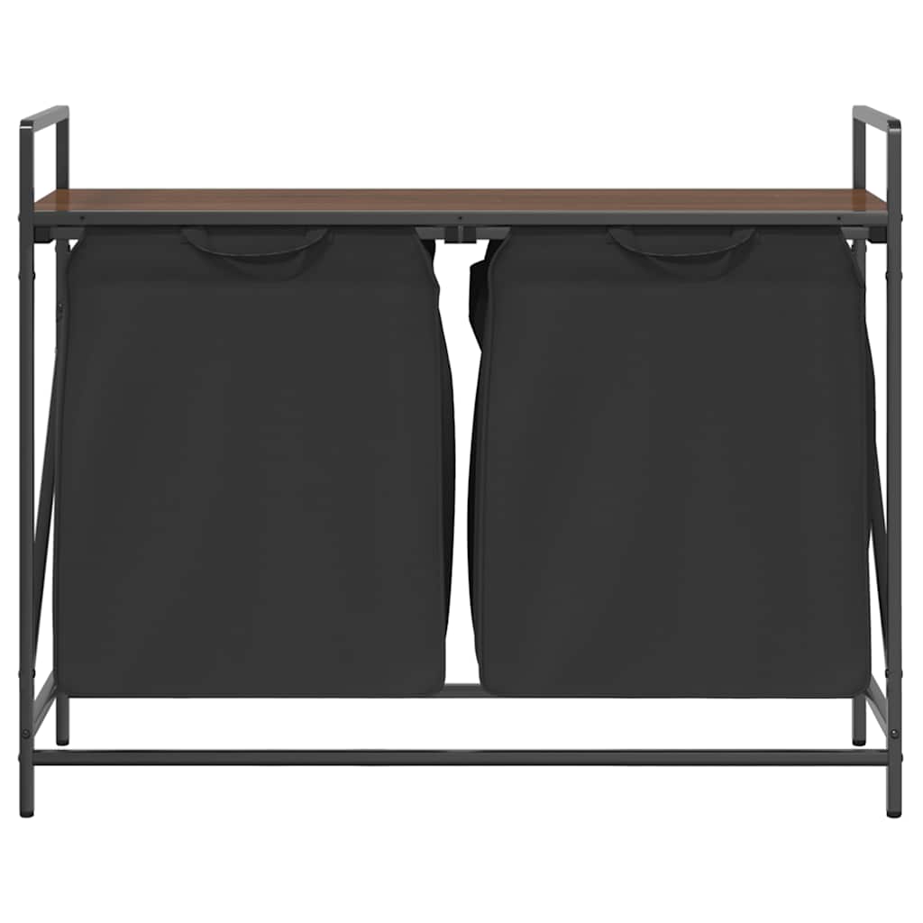 skittentøyskurv 2 rom med hylle brun eik