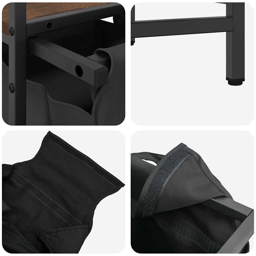 skittentøyskurv 2 rom med hylle brun eik