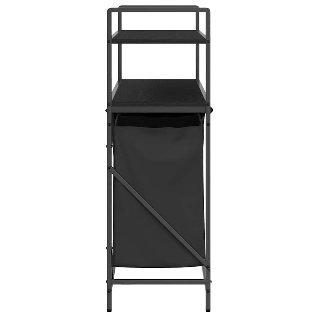 skittentøyskurv 3 rom med hyller svart eik