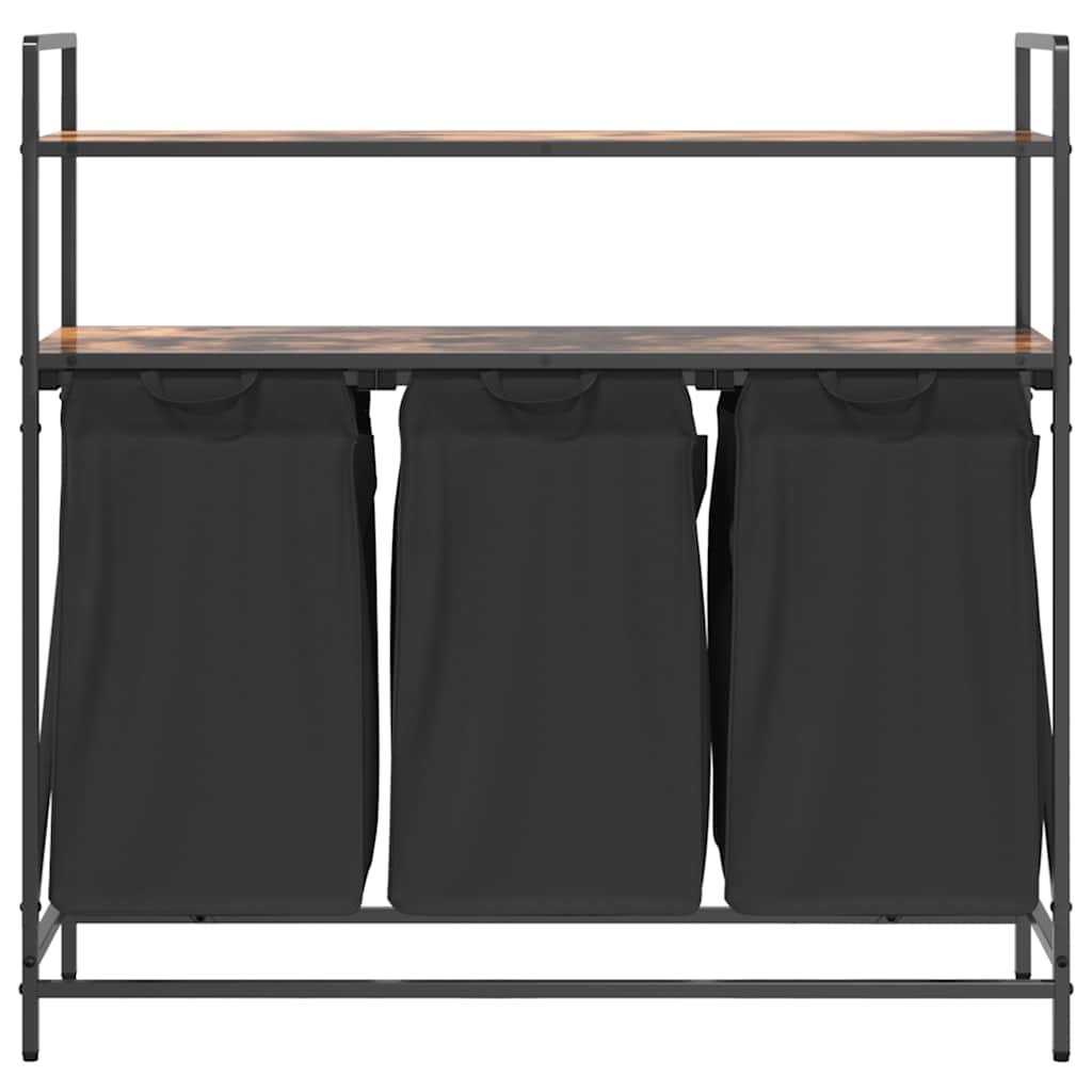 skittentøyskurv 3 rom med hyller røkt eik