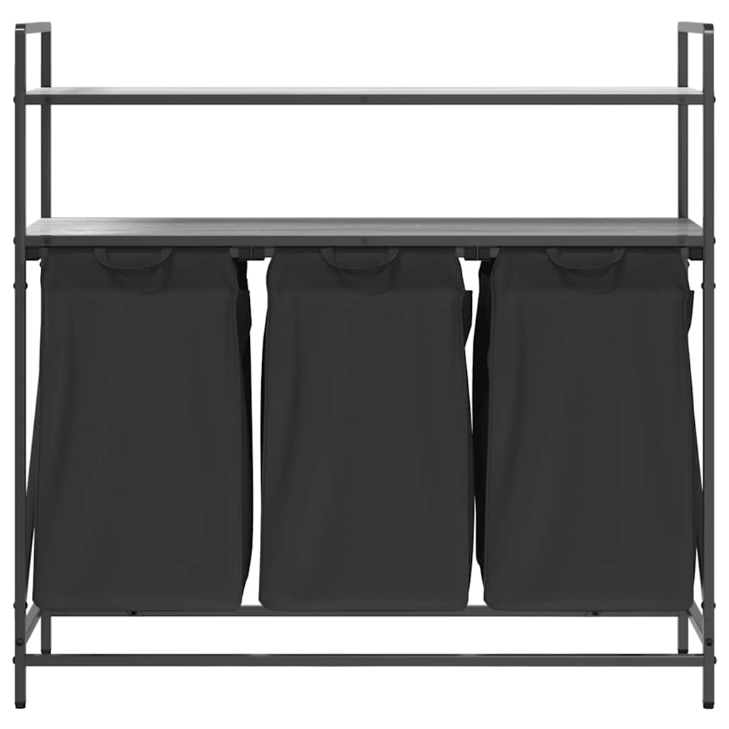 skittentøyskurv 3 rom med hyller grå eik