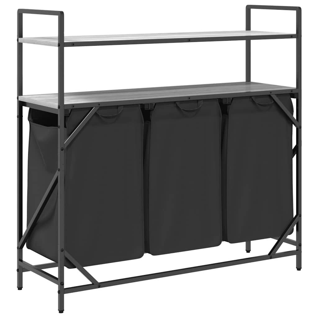 skittentøyskurv 3 rom med hyller grå eik