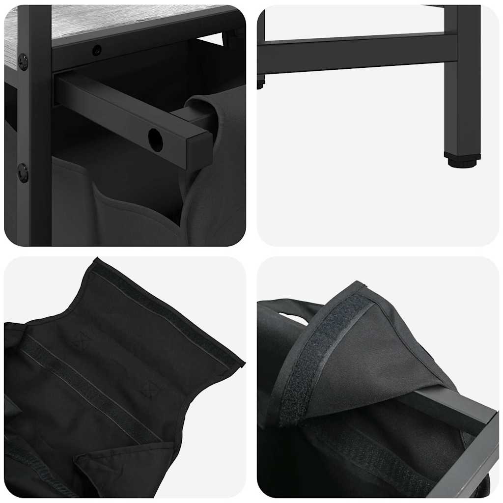 skittentøyskurv 3 rom med hyller grå eik