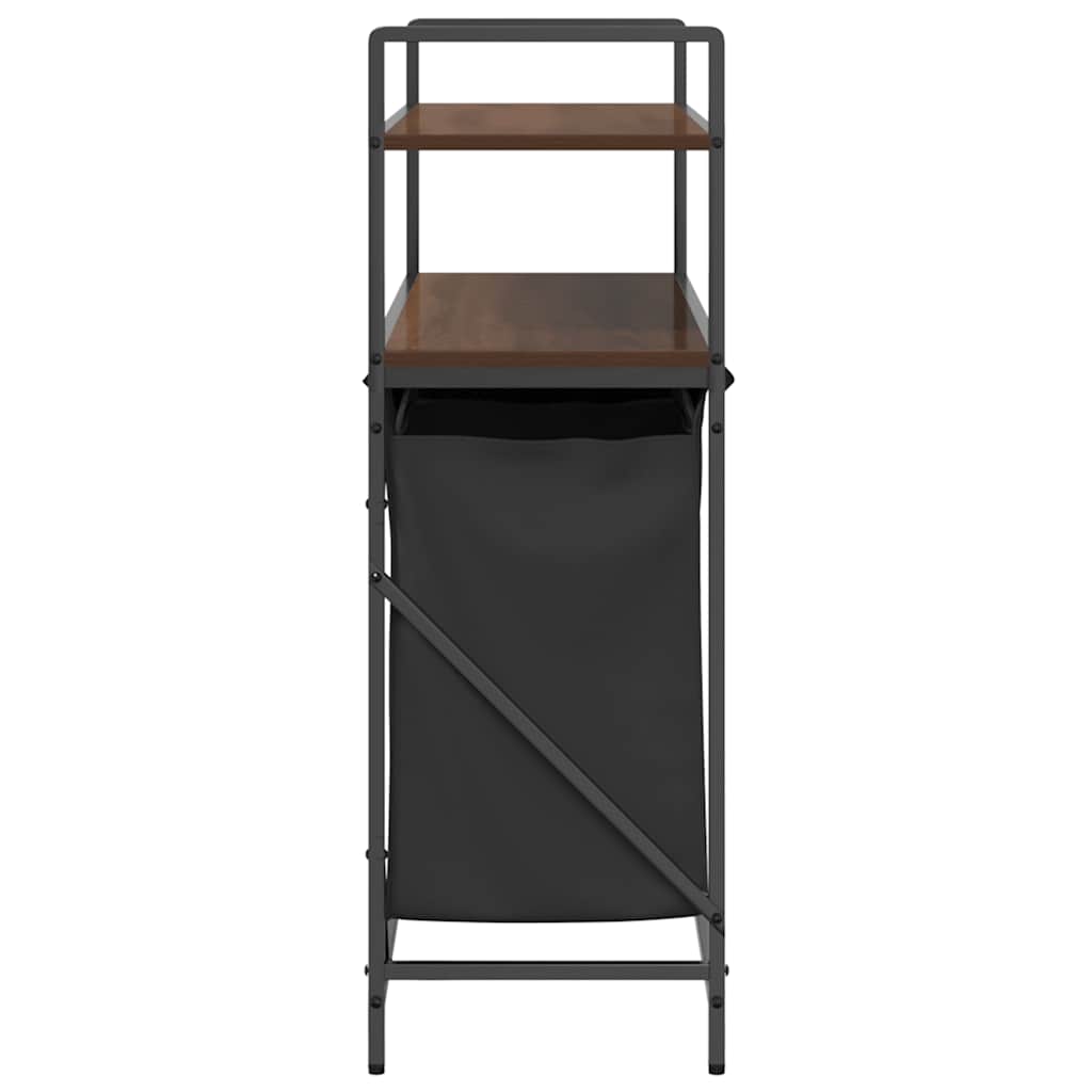 skittentøyskurv 3 rom med hyller brun eik