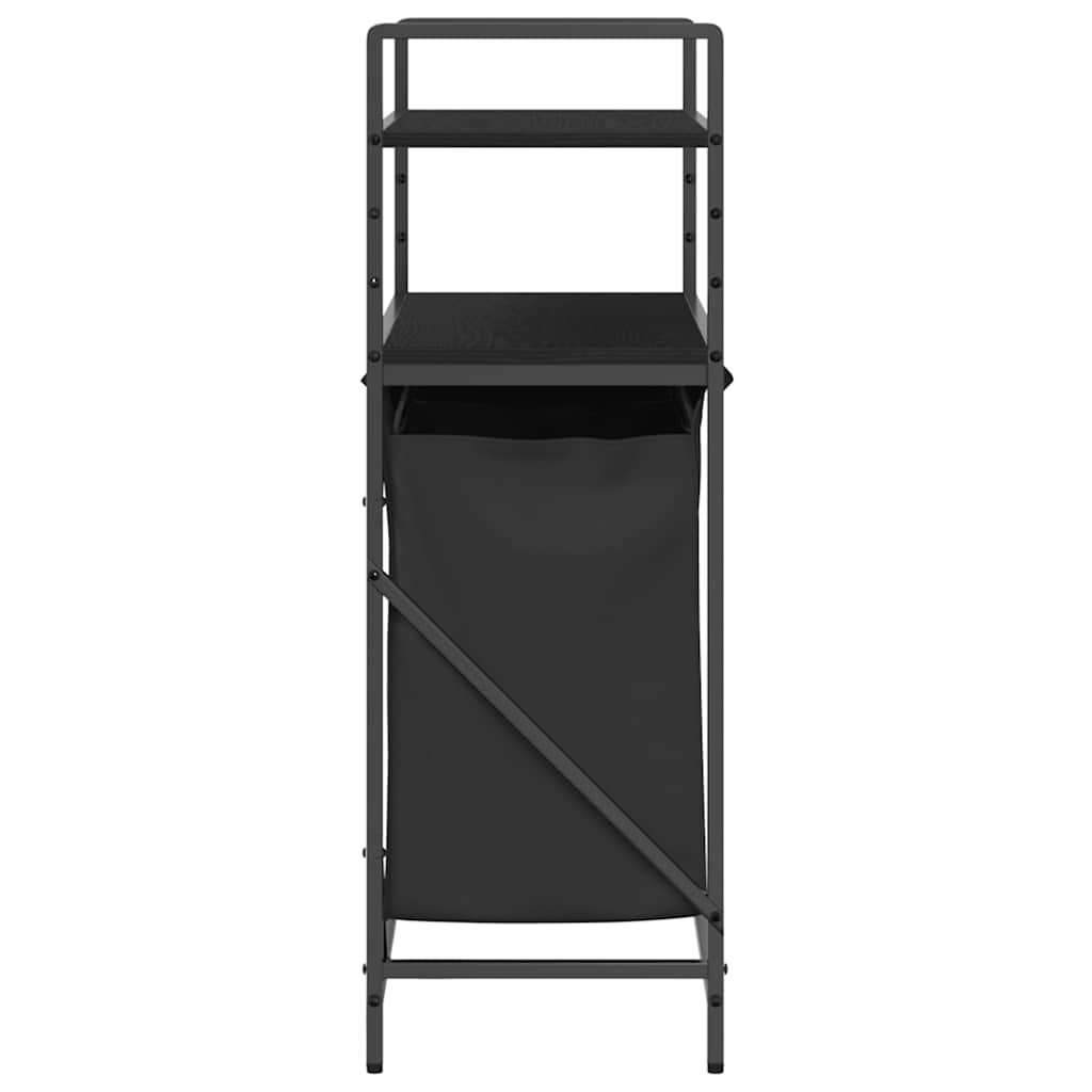 skittentøyskurv 2 rom med hyller svart eik