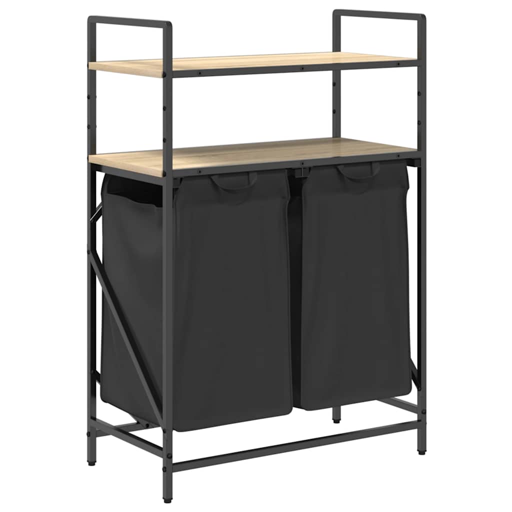 skittentøyskurv 2 rom med hyller sonoma eik