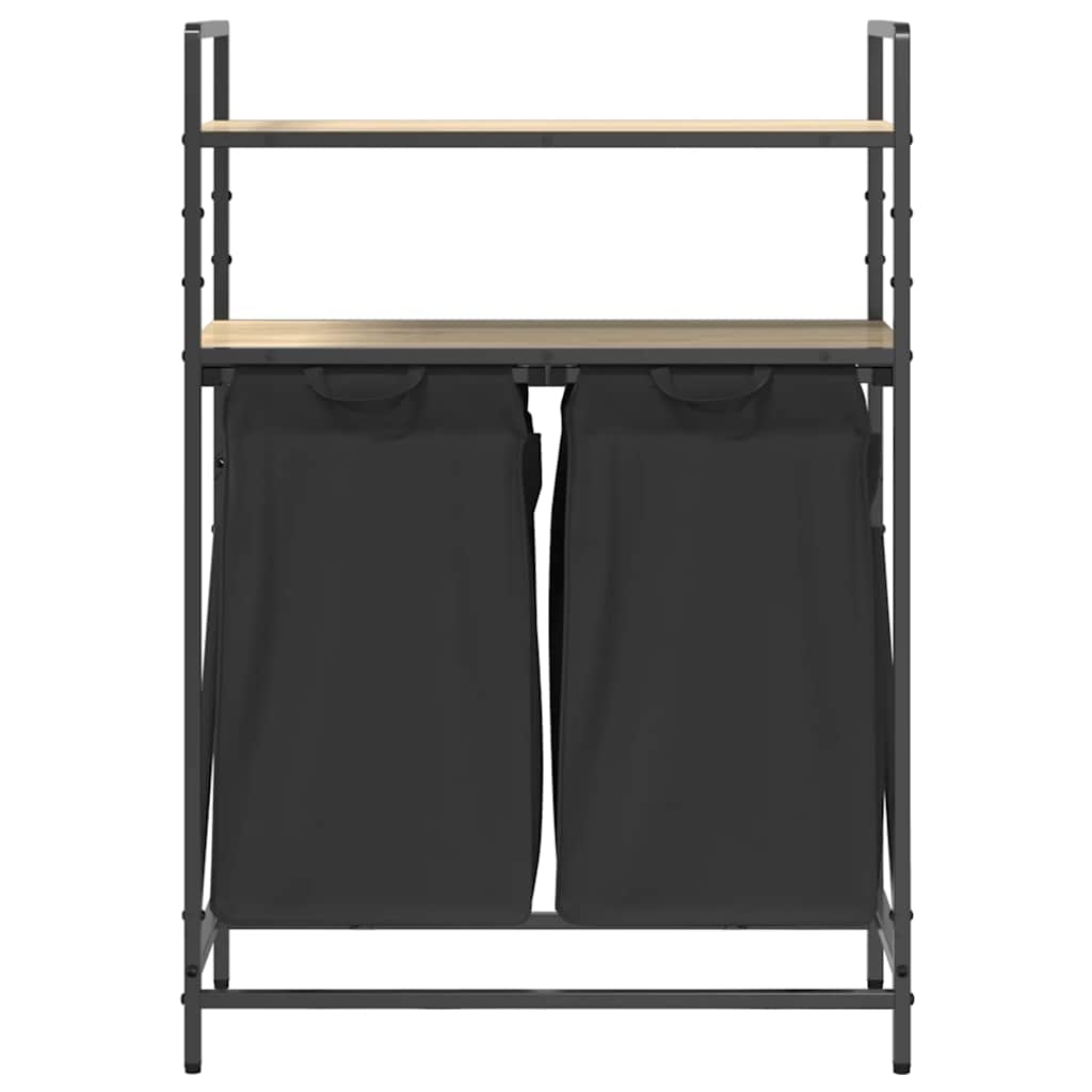 skittentøyskurv 2 rom med hyller sonoma eik