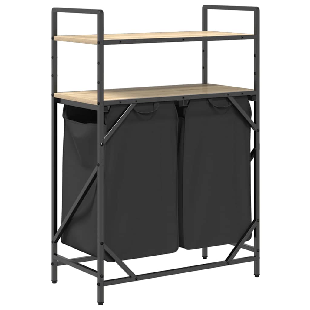 skittentøyskurv 2 rom med hyller sonoma eik