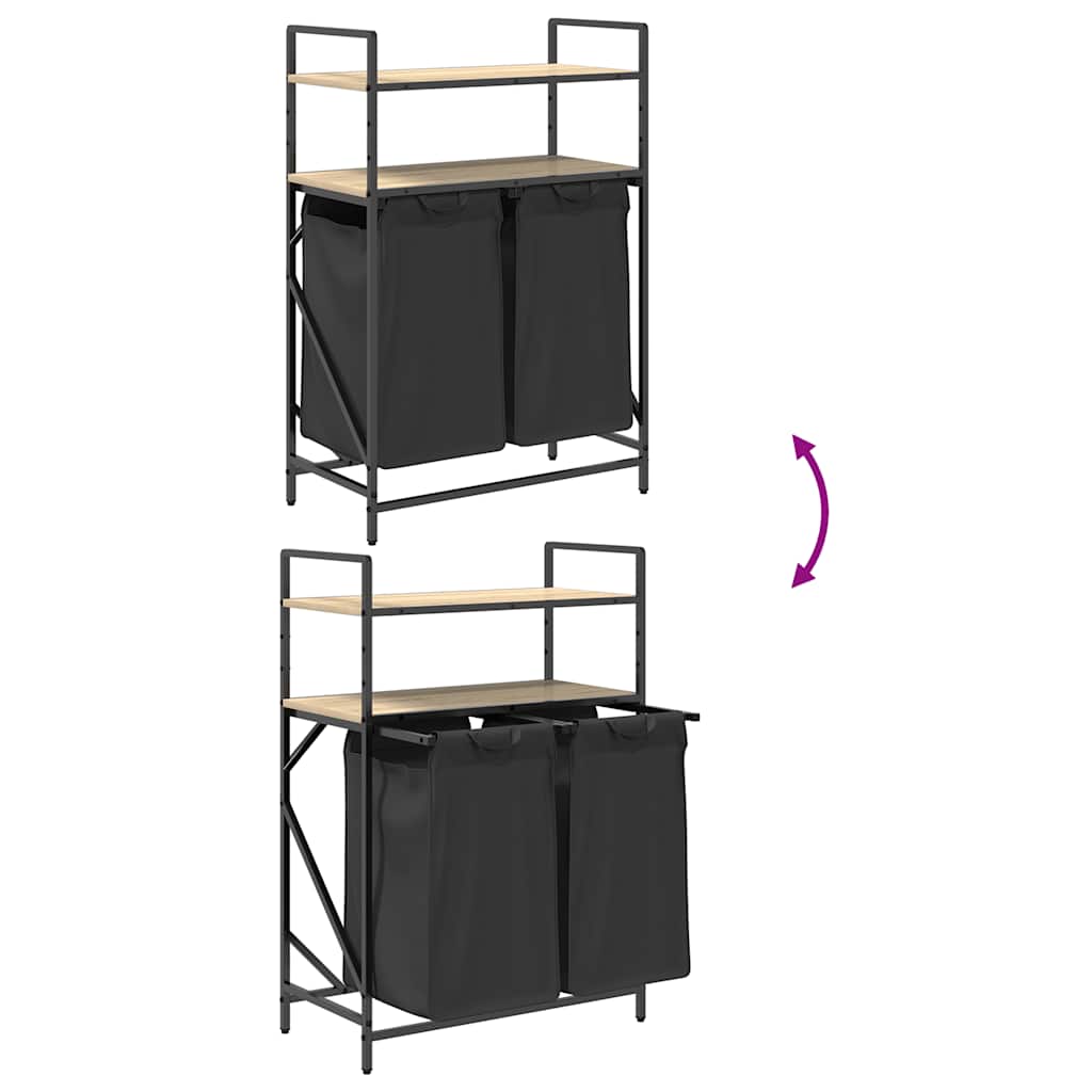 skittentøyskurv 2 rom med hyller sonoma eik