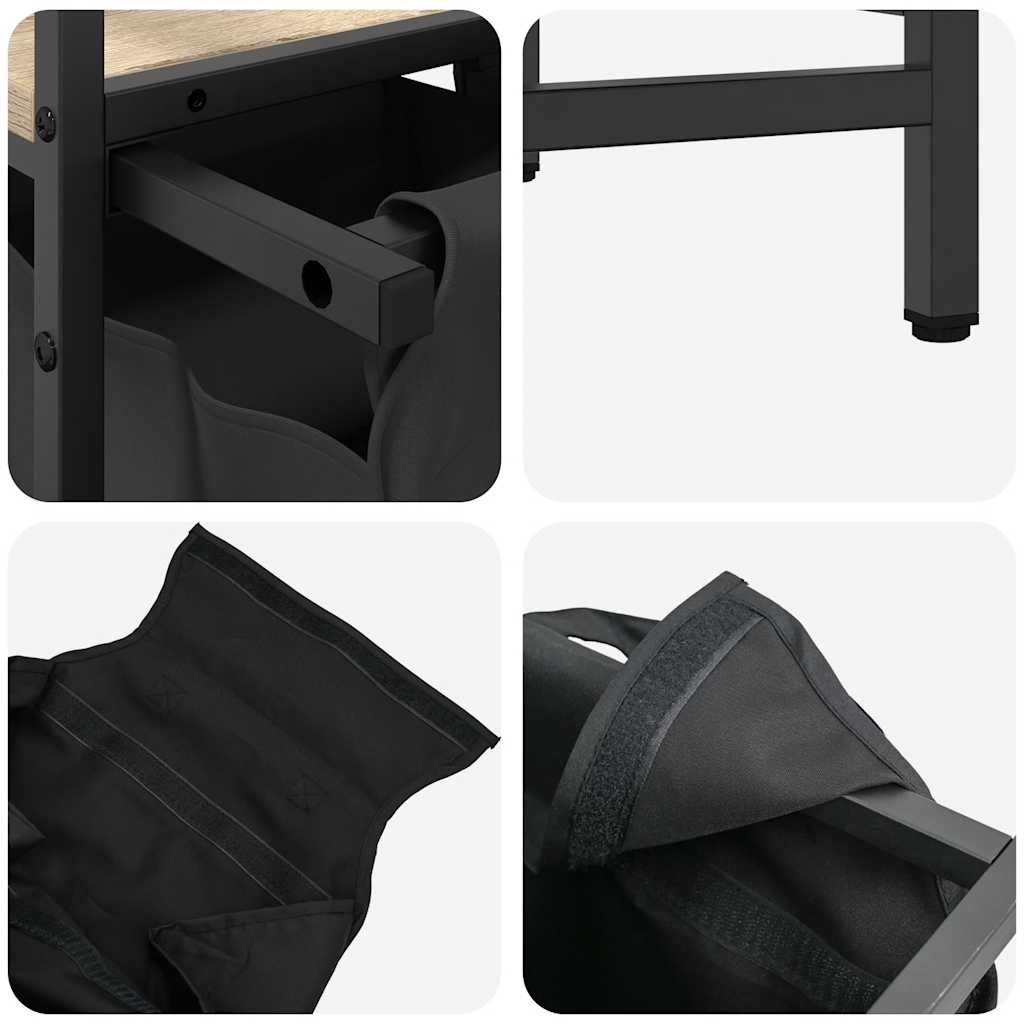 skittentøyskurv 2 rom med hyller sonoma eik