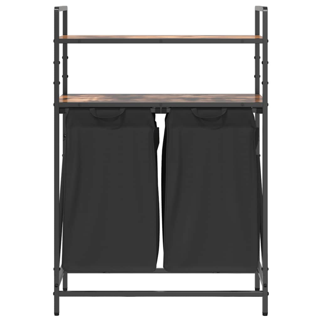 skittentøyskurv 2 rom med hyller røkt eik