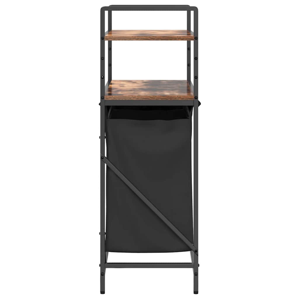 skittentøyskurv 2 rom med hyller røkt eik