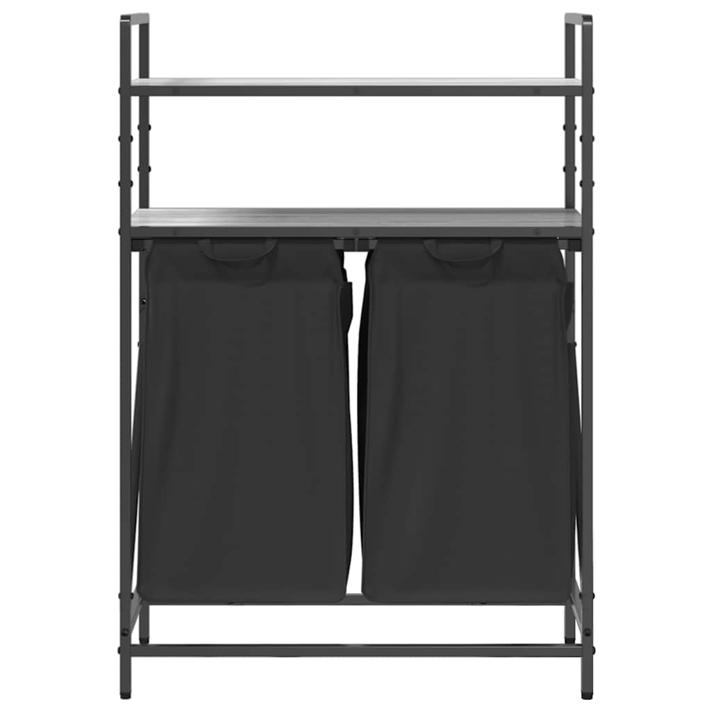 skittentøyskurv 2 rom med hyller grå eik