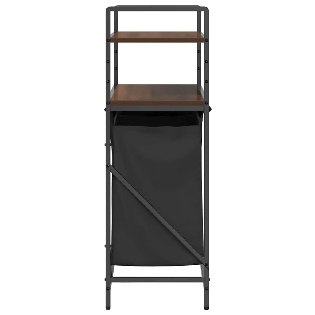 skittentøyskurv 2 rom med hyller brun eik