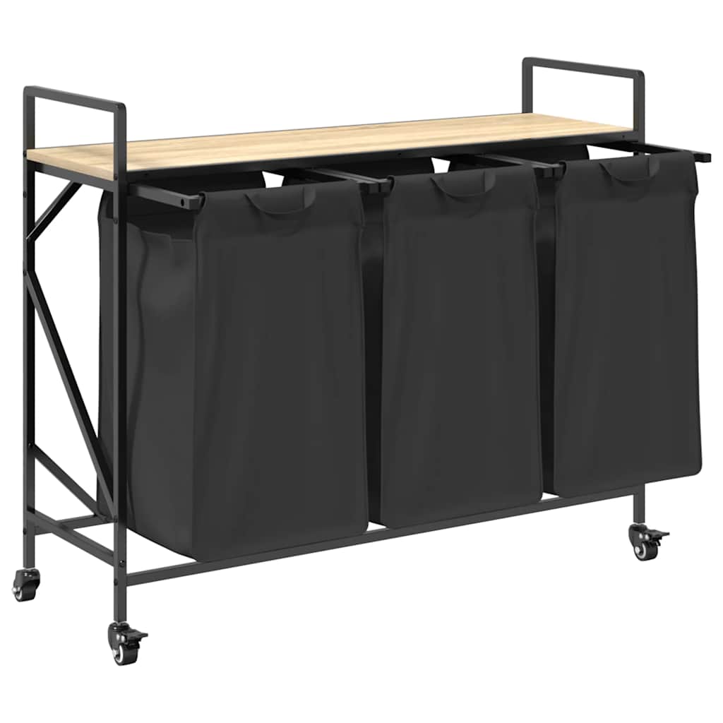 skittentøyskurv 3 rom med hjul sonoma eik