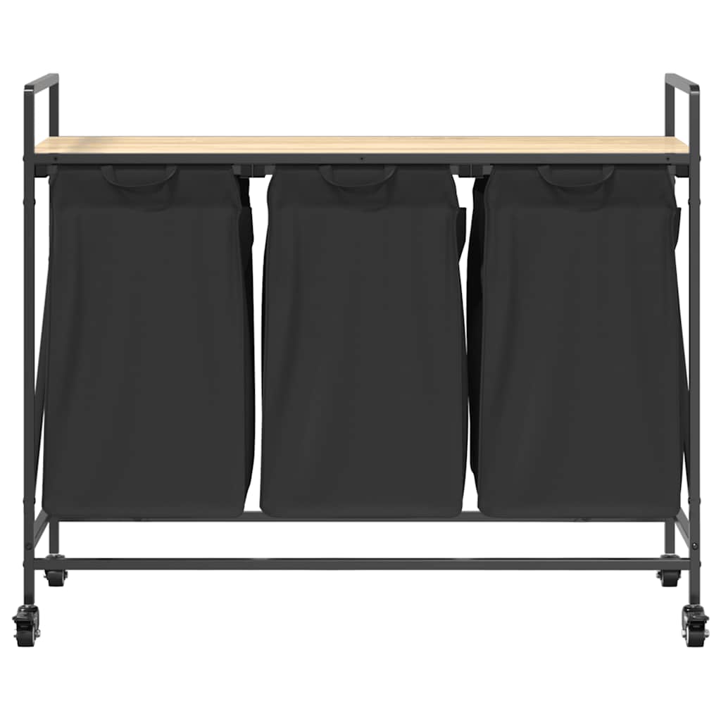 skittentøyskurv 3 rom med hjul sonoma eik