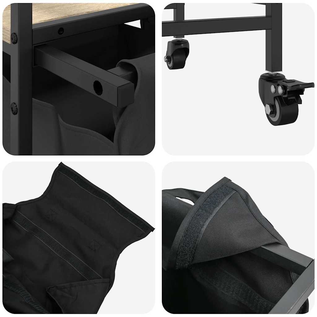 skittentøyskurv 3 rom med hjul sonoma eik