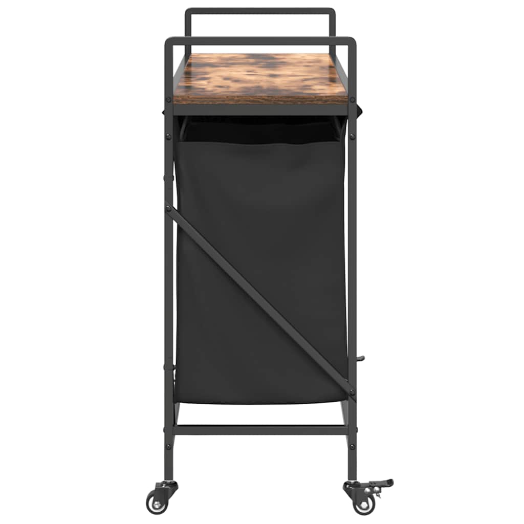 skittentøyskurv 3 rom med hjul røkt eik