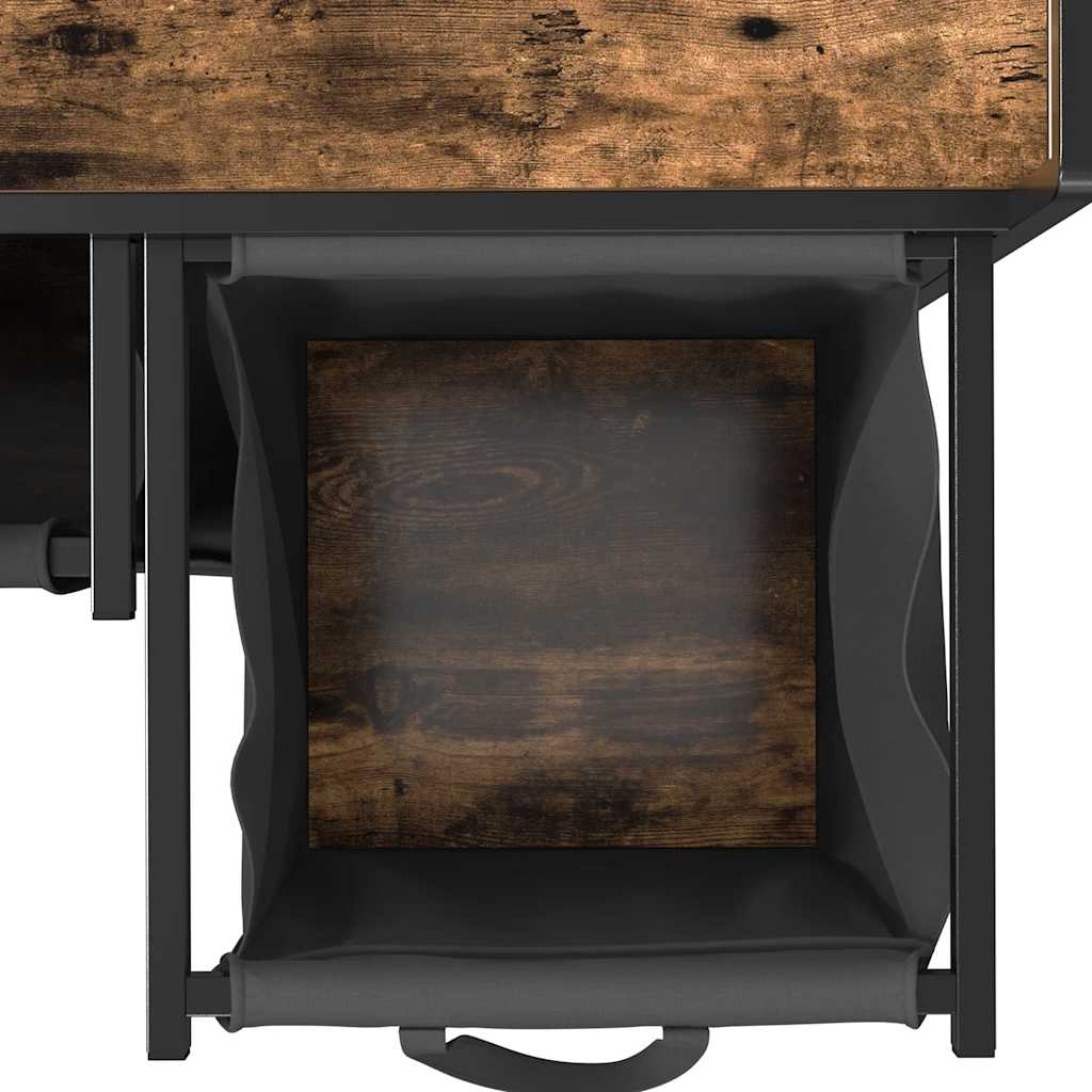 skittentøyskurv 3 rom med hjul røkt eik