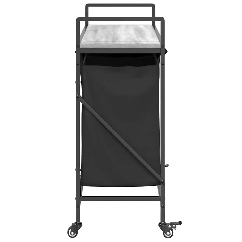 skittentøyskurv 3 rom med hjul grå eik