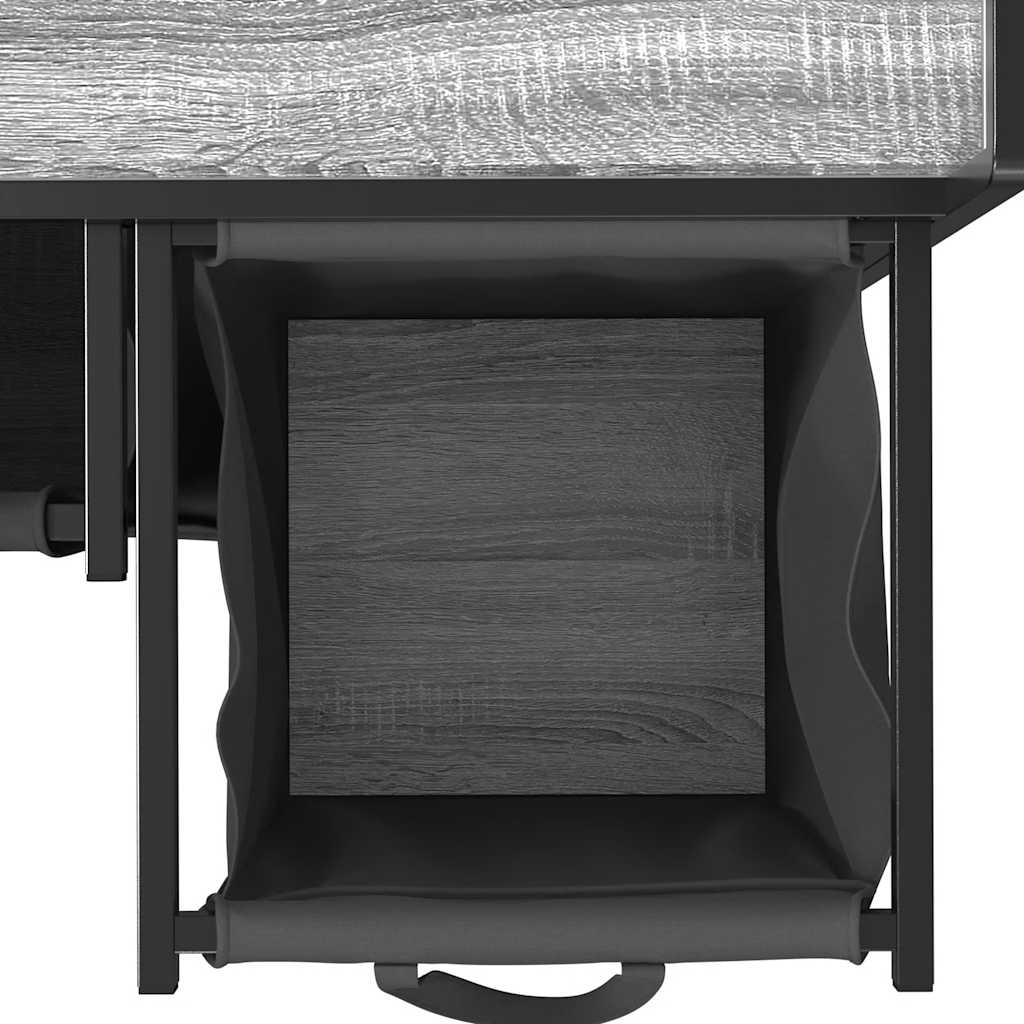 skittentøyskurv 3 rom med hjul grå eik