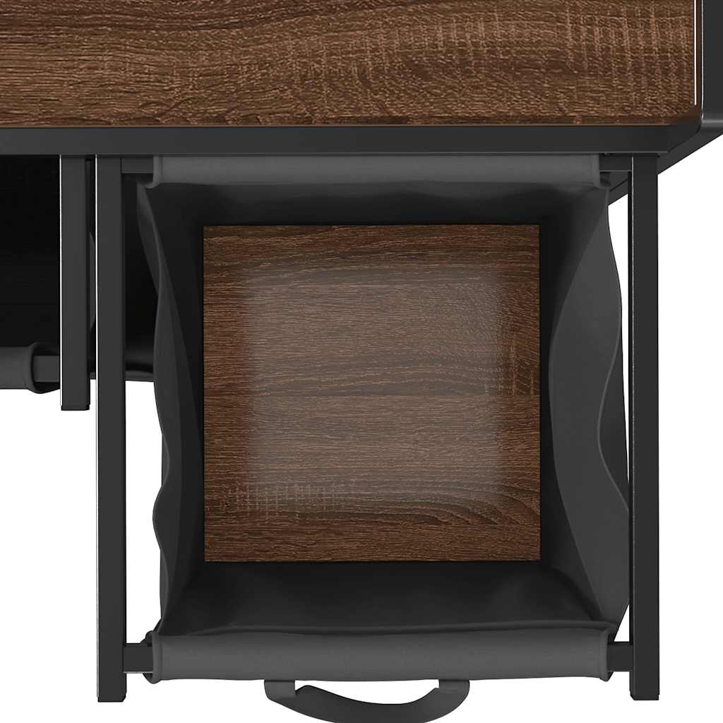 skittentøyskurv 3 rom med hjul brun eik