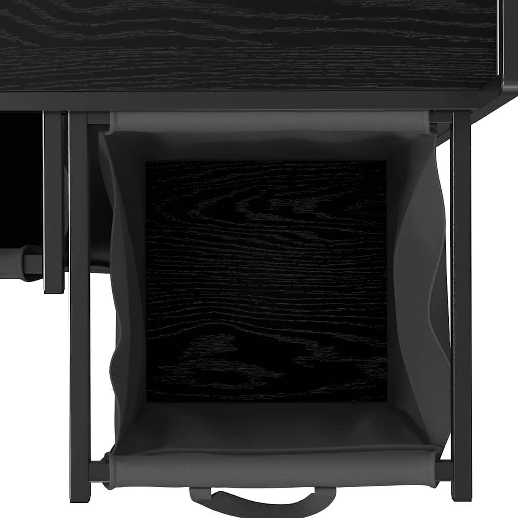 skittentøyskurv 2 rom med hyller svart eik