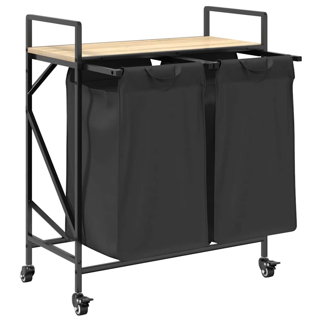 skittentøyskurv 2 rom med hyller sonoma eik