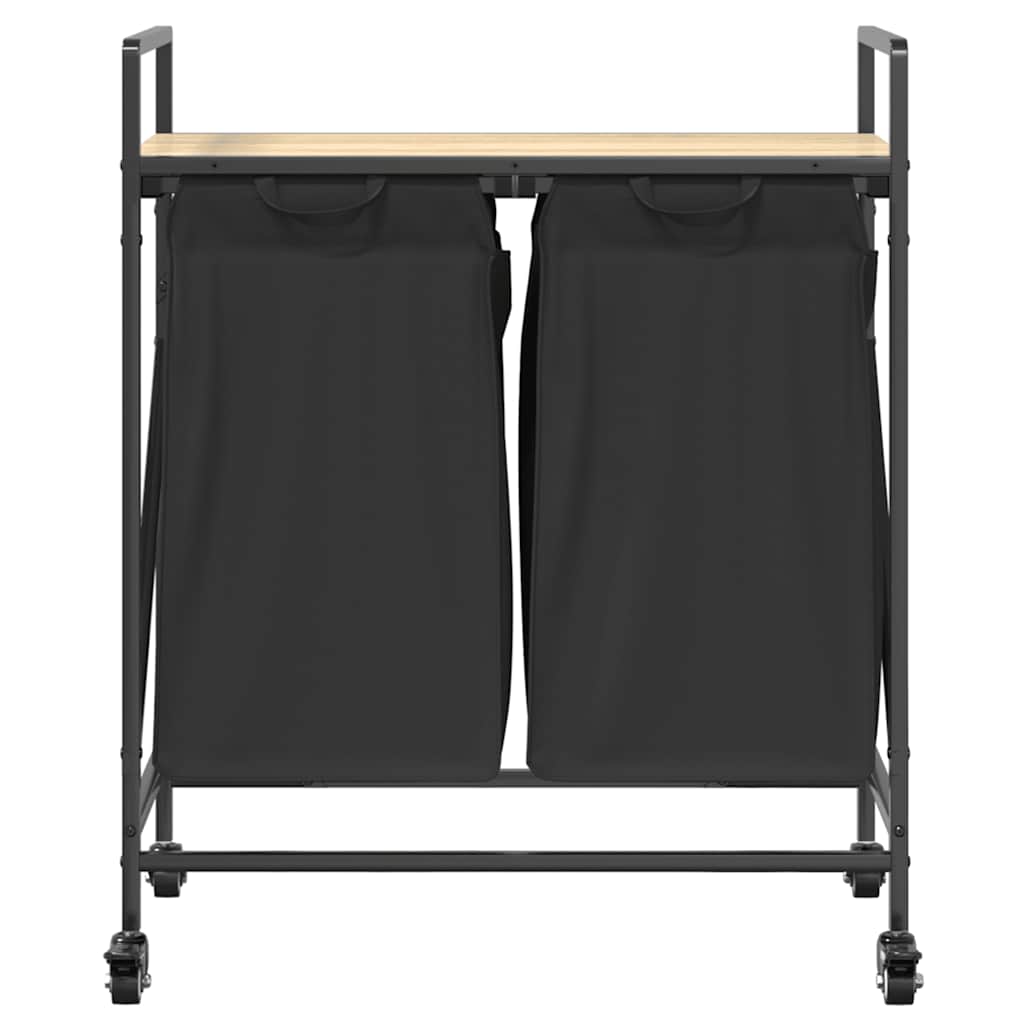 skittentøyskurv 2 rom med hyller sonoma eik