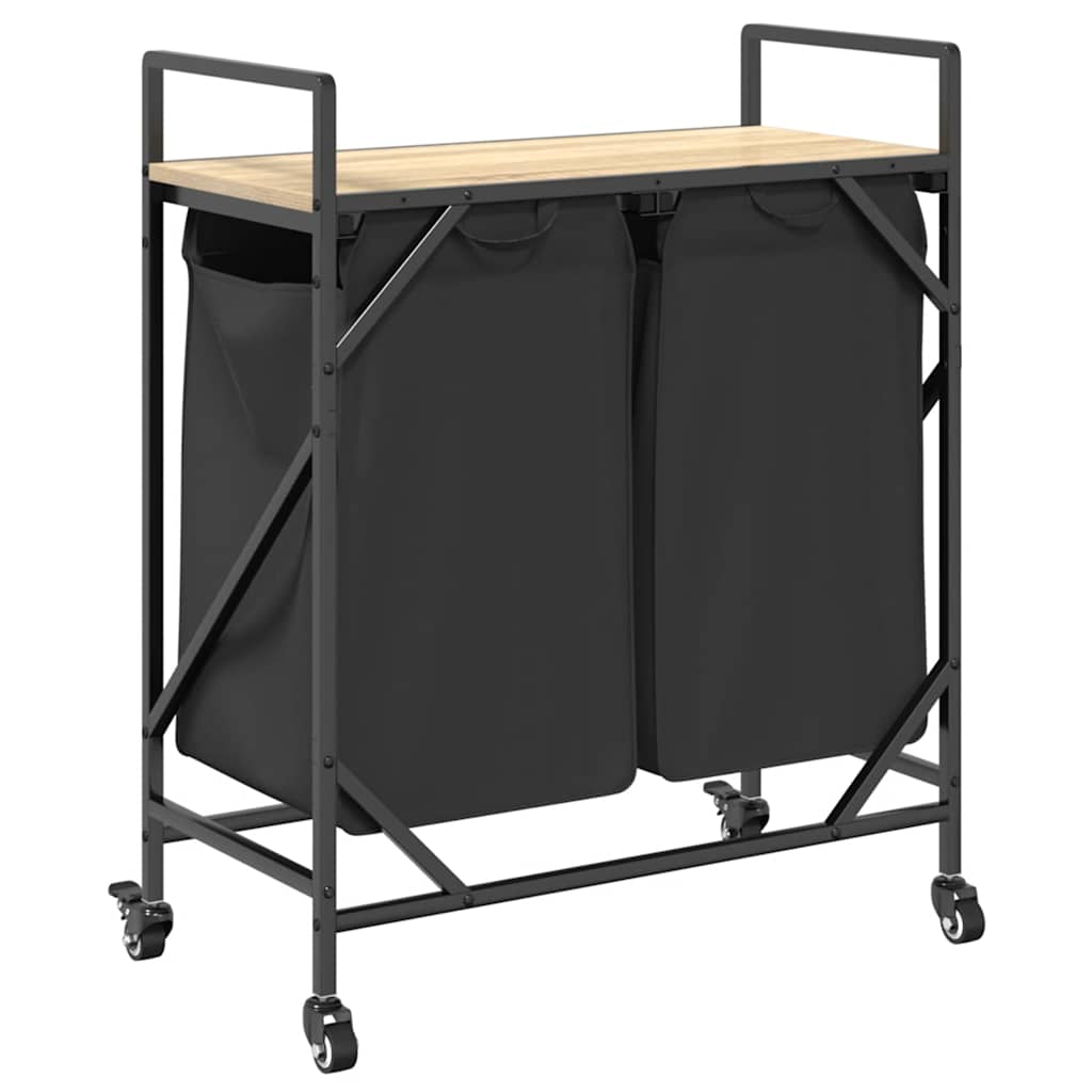 skittentøyskurv 2 rom med hyller sonoma eik