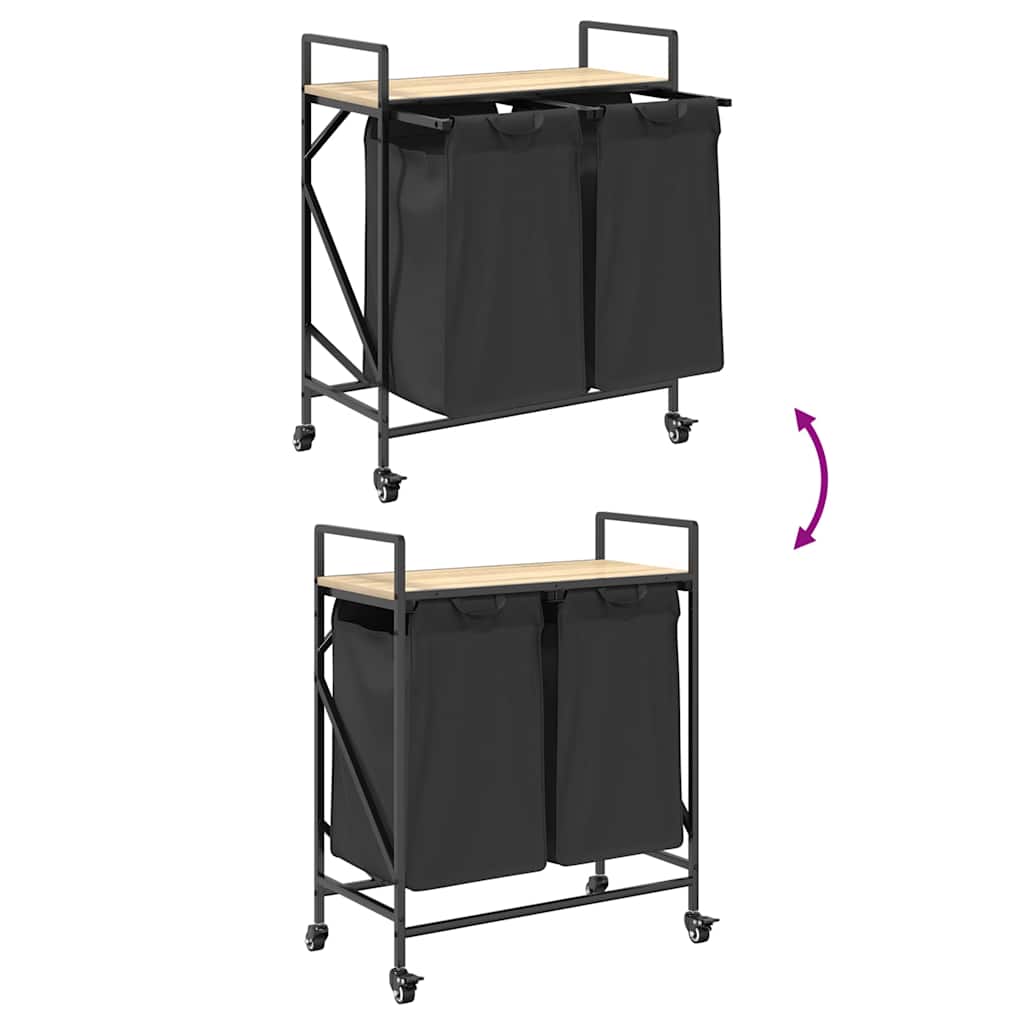 skittentøyskurv 2 rom med hyller sonoma eik