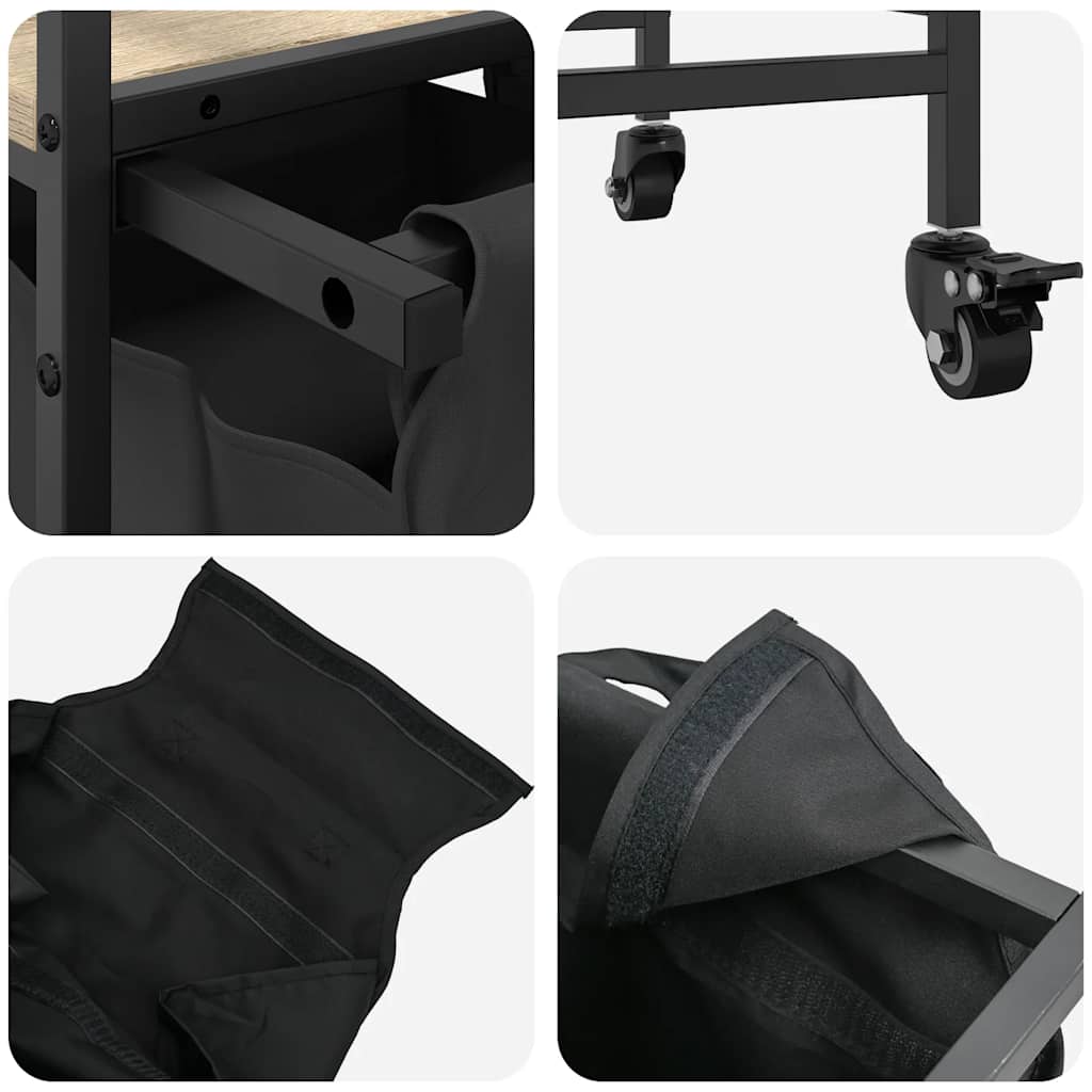 skittentøyskurv 2 rom med hyller sonoma eik