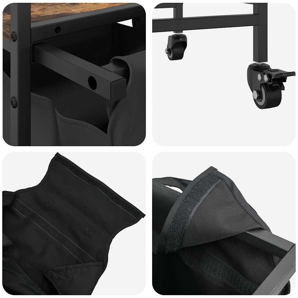 skittentøyskurv 2 rom med hyller røkt eik