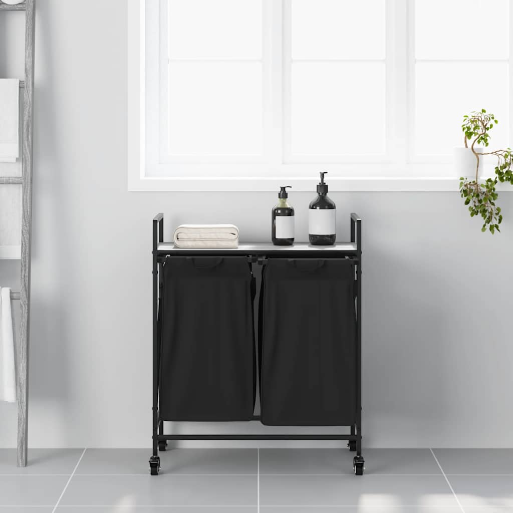 skittentøyskurv 2 rom med hyller grå eik