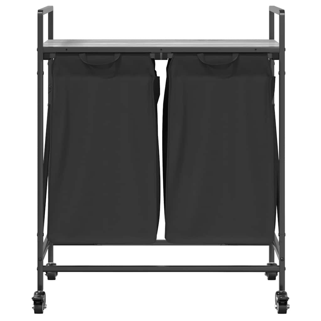 skittentøyskurv 2 rom med hyller grå eik