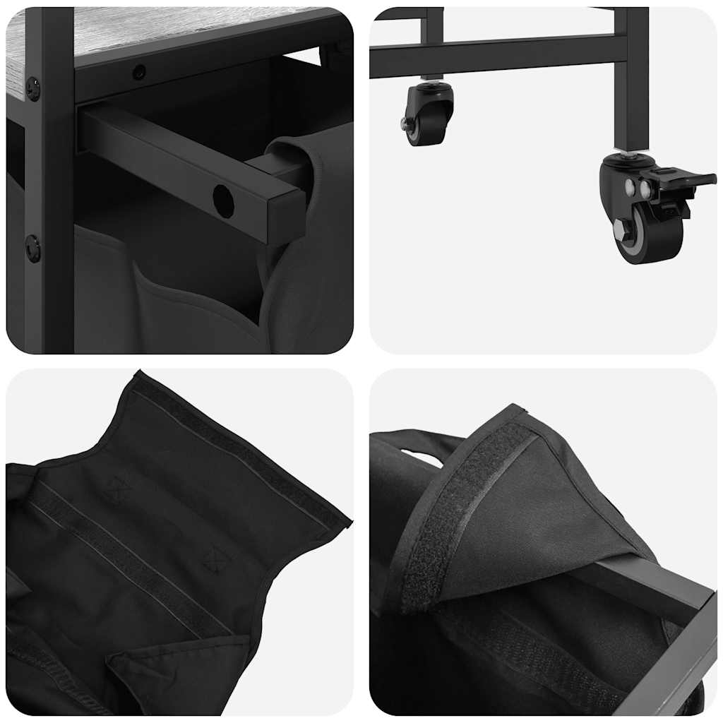 skittentøyskurv 2 rom med hyller grå eik