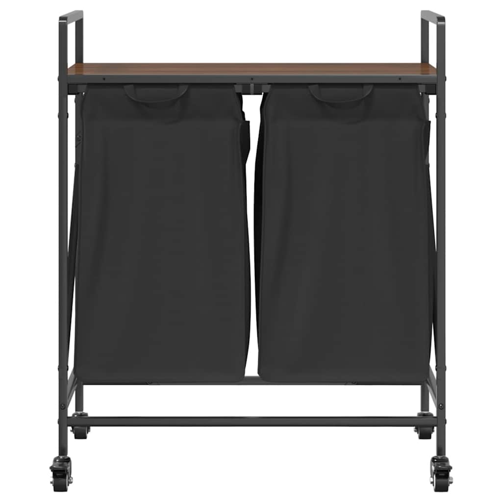 skittentøyskurv 2 rom med hyller brun eik