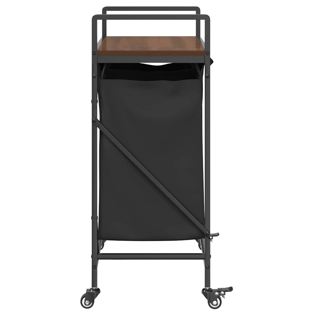 skittentøyskurv 2 rom med hyller brun eik