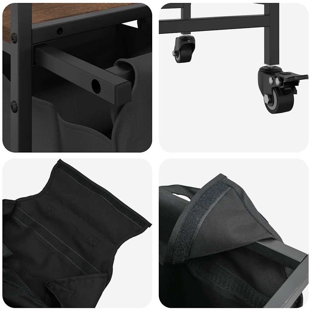 skittentøyskurv 2 rom med hyller brun eik