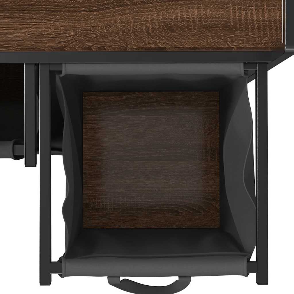 skittentøyskurv 2 rom med hyller brun eik